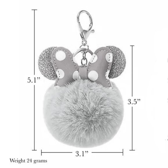Disney Pom Bag Charm Keychain Minnie Mouse Ears Purse White Glam Trendy Gold NEW - Picture 2 of 2